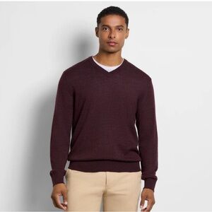 Men's V-Neck Sweater - Burgundy